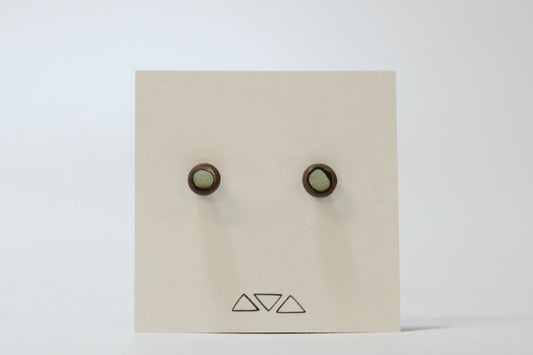 214. Light Teal Dot Stud Earrings. Stainless steel stud with stabilizer backs. 3/8"