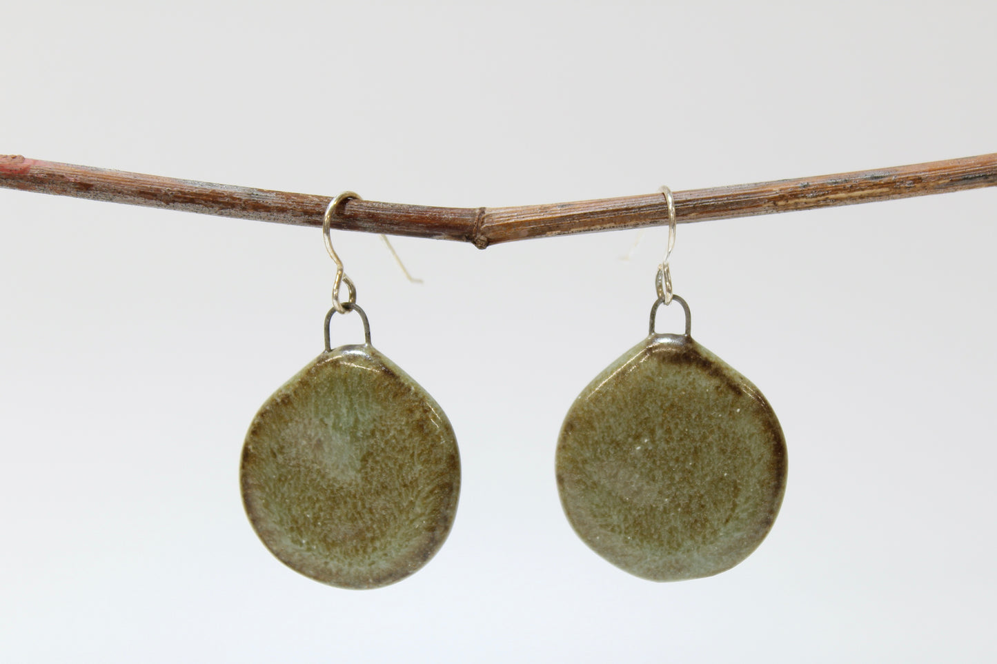 218. Flat Dangly Earrings with Turquoise Glaze. 1.5" x 1"