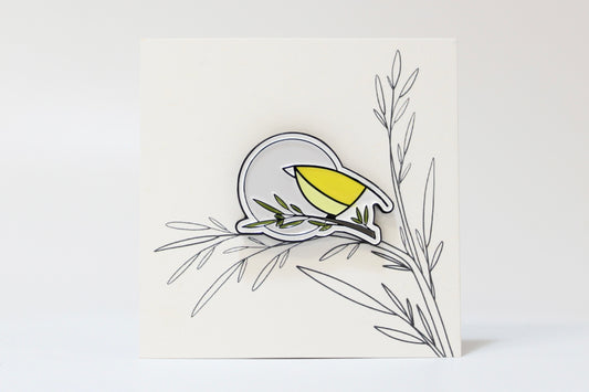 Enamel Yellow Bird Pin. 1.25 inch.