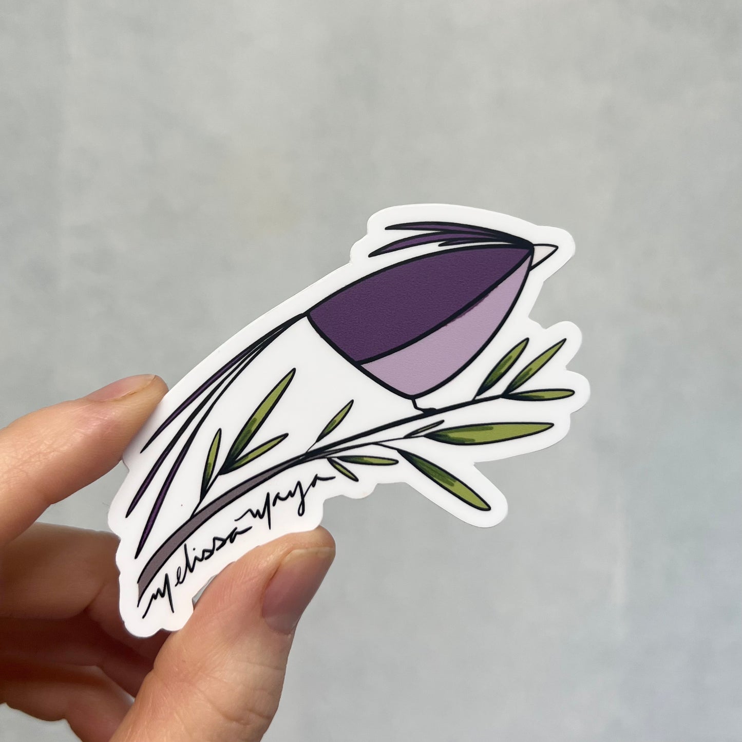 Purple Bird STICKER. 3 x 2.5 inches. SCROLL DOWN to build you sticker pack - 20% off two or more